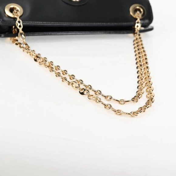 GUCCI Chain Marina Shoulder Bag Leather Black Gold 576422 Auth 133932V - Picture 8 of 16
